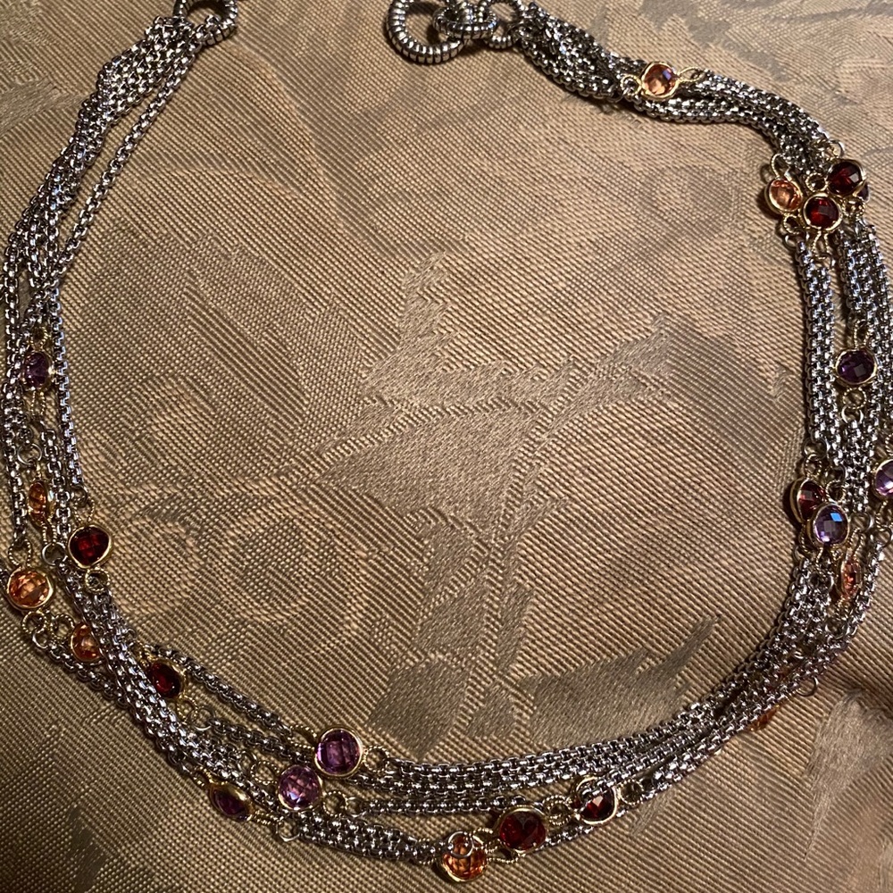 Judith Ripka 5 Strand multi gemstone necklace